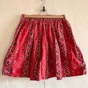 Vintage 90s Red Bandana Paisley Print Western Skirt